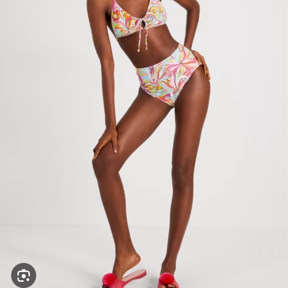 Kate Spade Anemone Floral High Waist Bikini Bottom Size Large